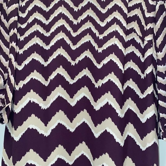 Chevron Print Dress - Purple, Beige, and White - Picture 2 of 4